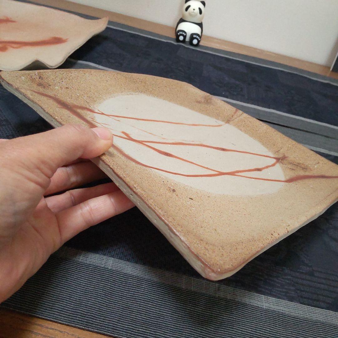 四方皿 2枚 備前焼 A