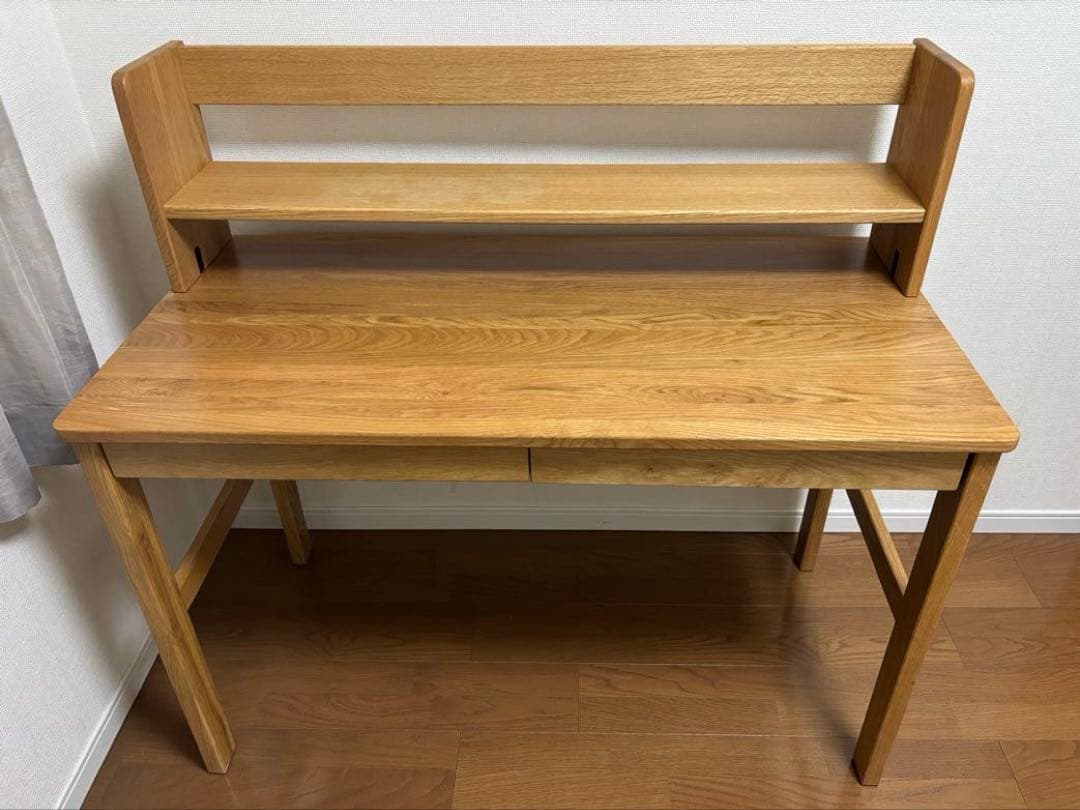 【無印良品】オーク無垢材デスクと上置き棚セット