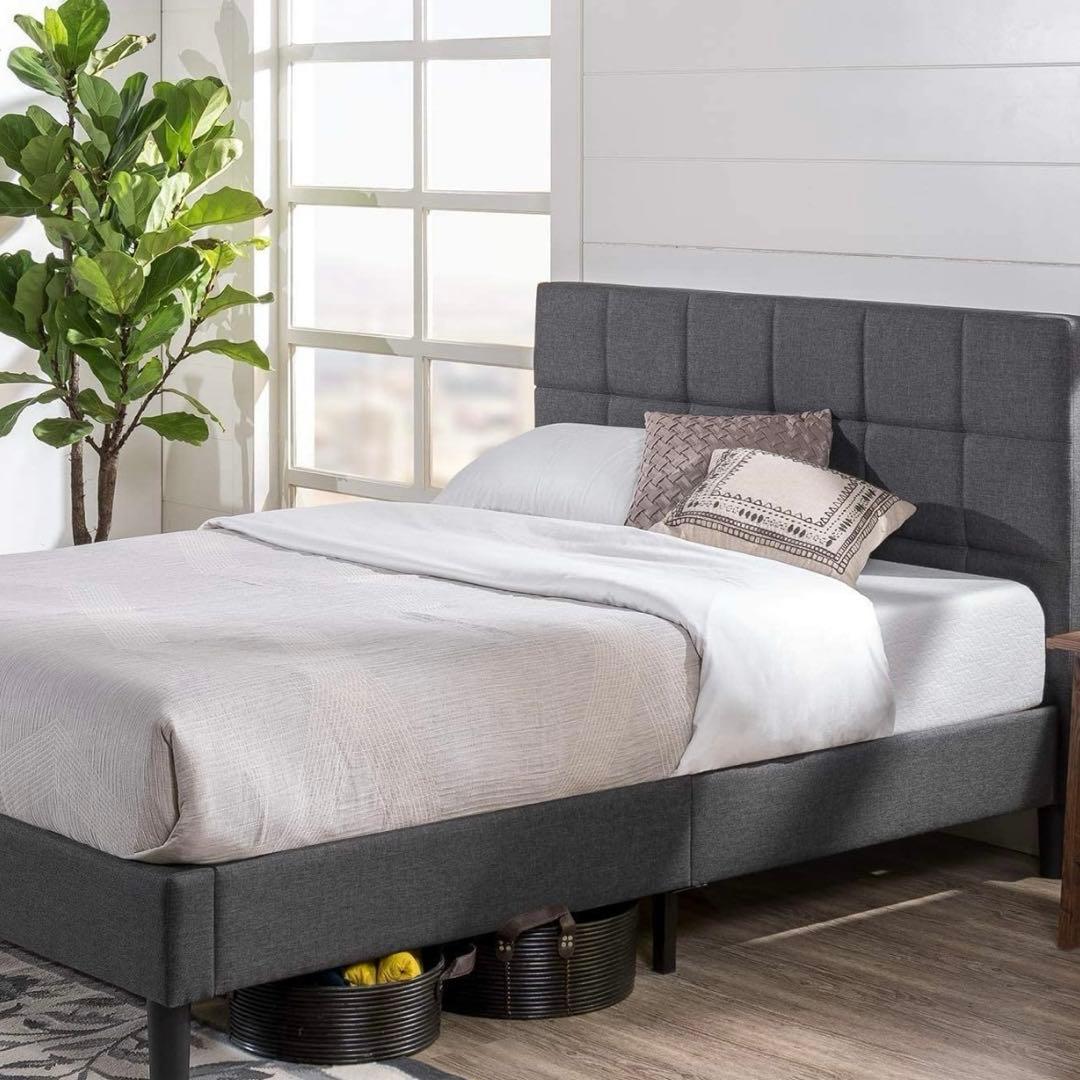 美品ZINUS折りたたみベッドフレーム セミダブルヘッドボード付き（収納バッグ）