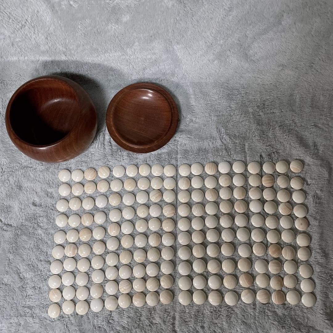 【碁笥付】蛤碁石34号 約9.6mm 那智黒石 白180個 黒174個