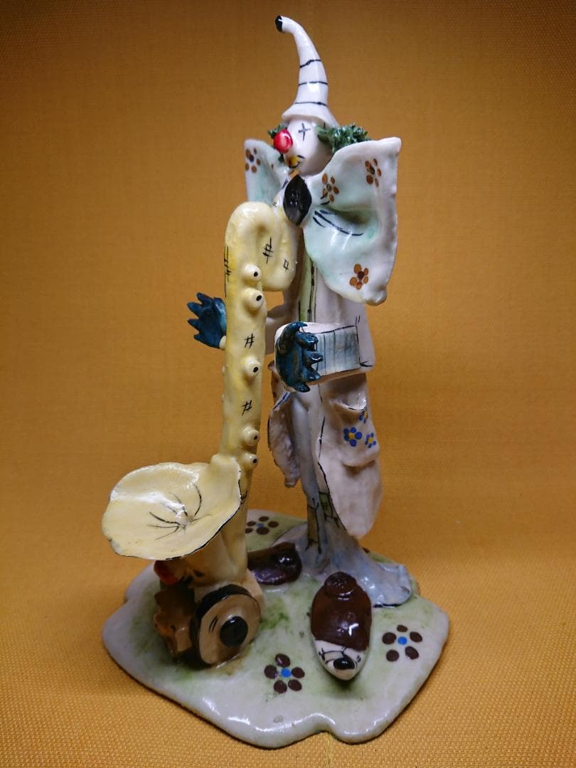 人形　ピエロ　彫像　オブジェ　置物　インテリア　工芸品　美術品　A1286