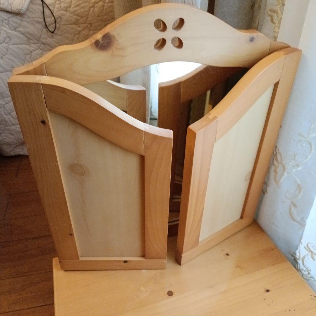 木製 3面鏡 ドレッサー　大きめ　高さ50㌢程　カントリーナチュラル