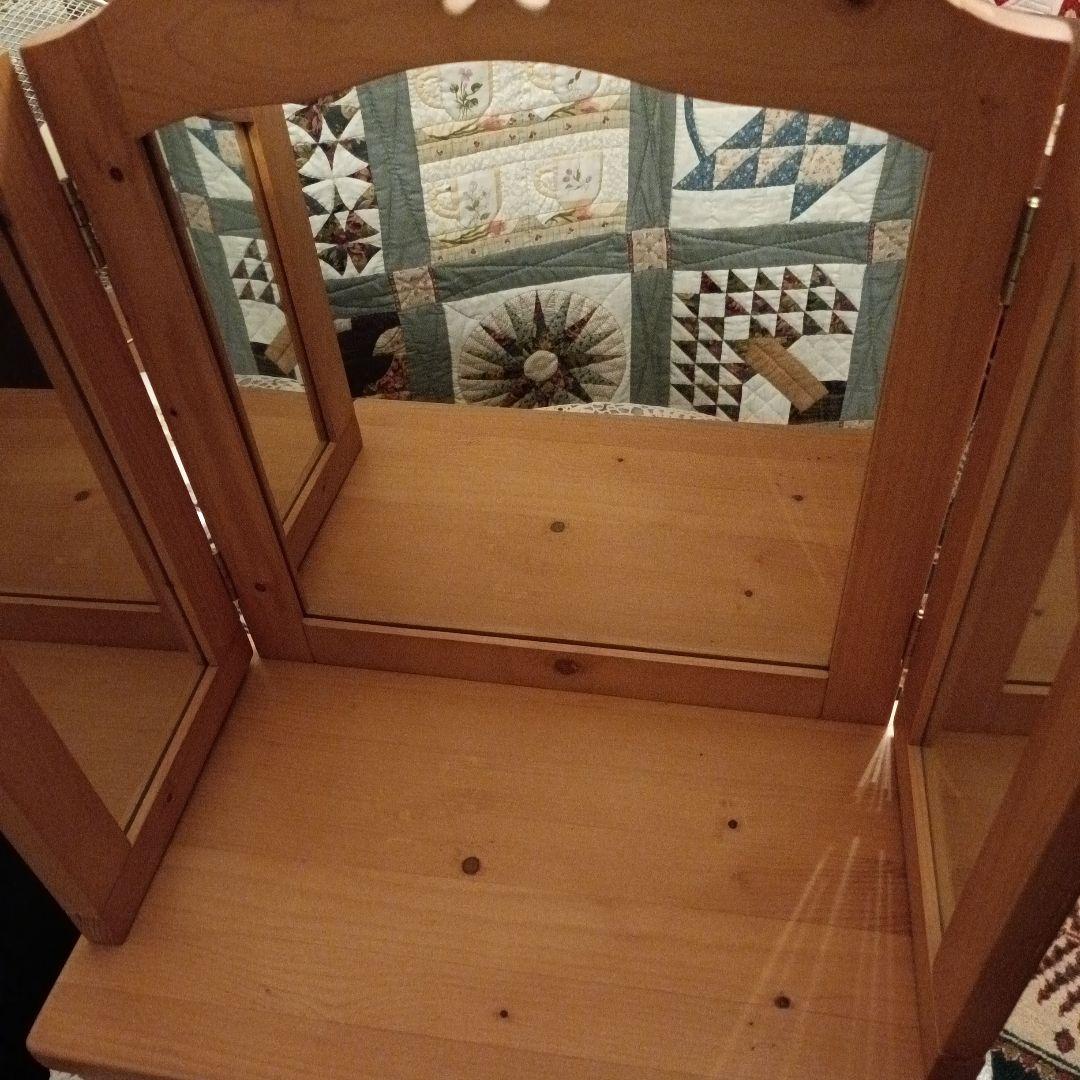 木製 3面鏡 ドレッサー　大きめ　高さ50㌢程　カントリーナチュラル