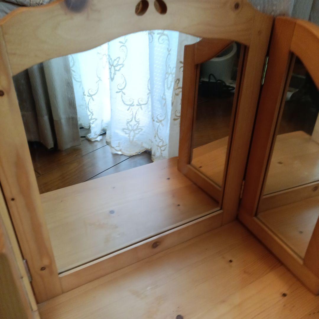 木製 3面鏡 ドレッサー　大きめ　高さ50㌢程　カントリーナチュラル