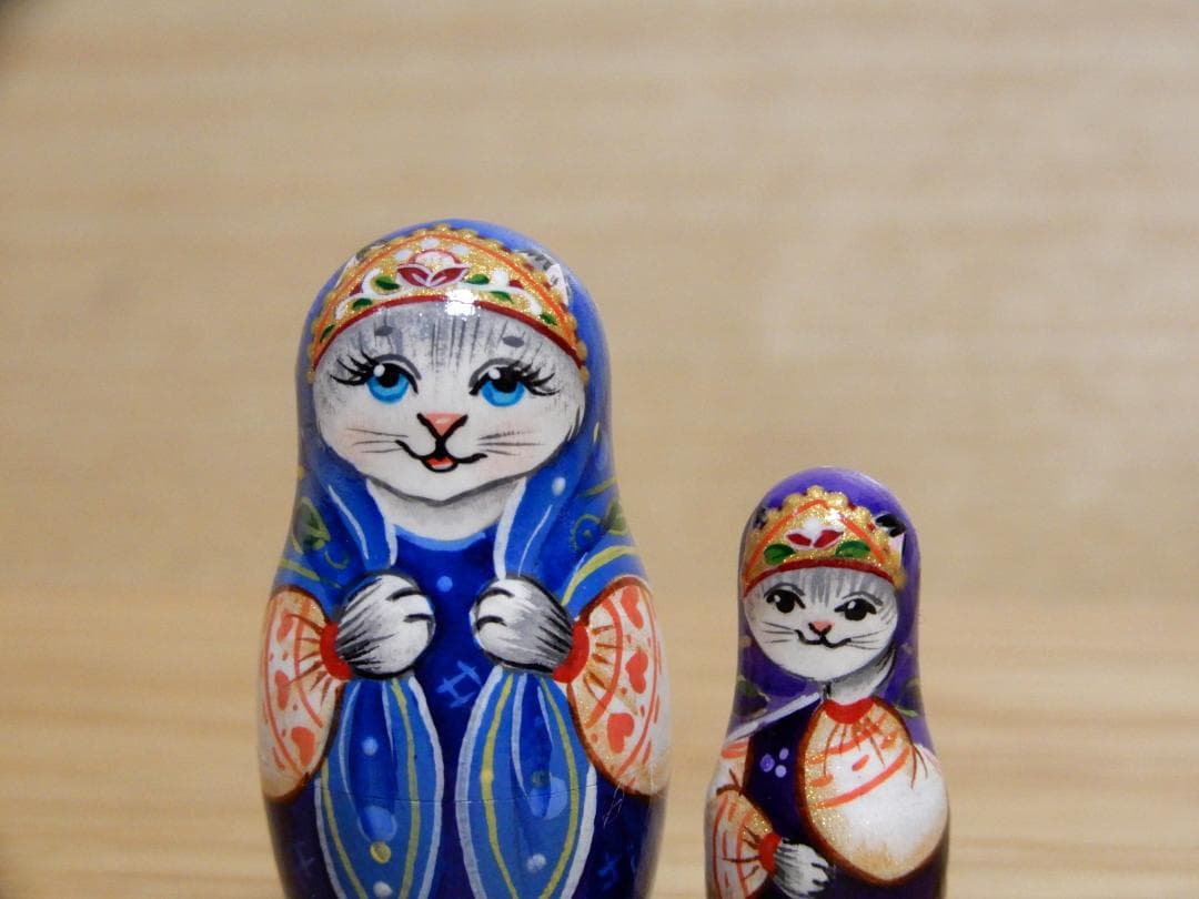ロシア雑貨 マトリョーシカ ～ 虹色の猫・ねこ・ネコ ～ 7ピース 作家もの