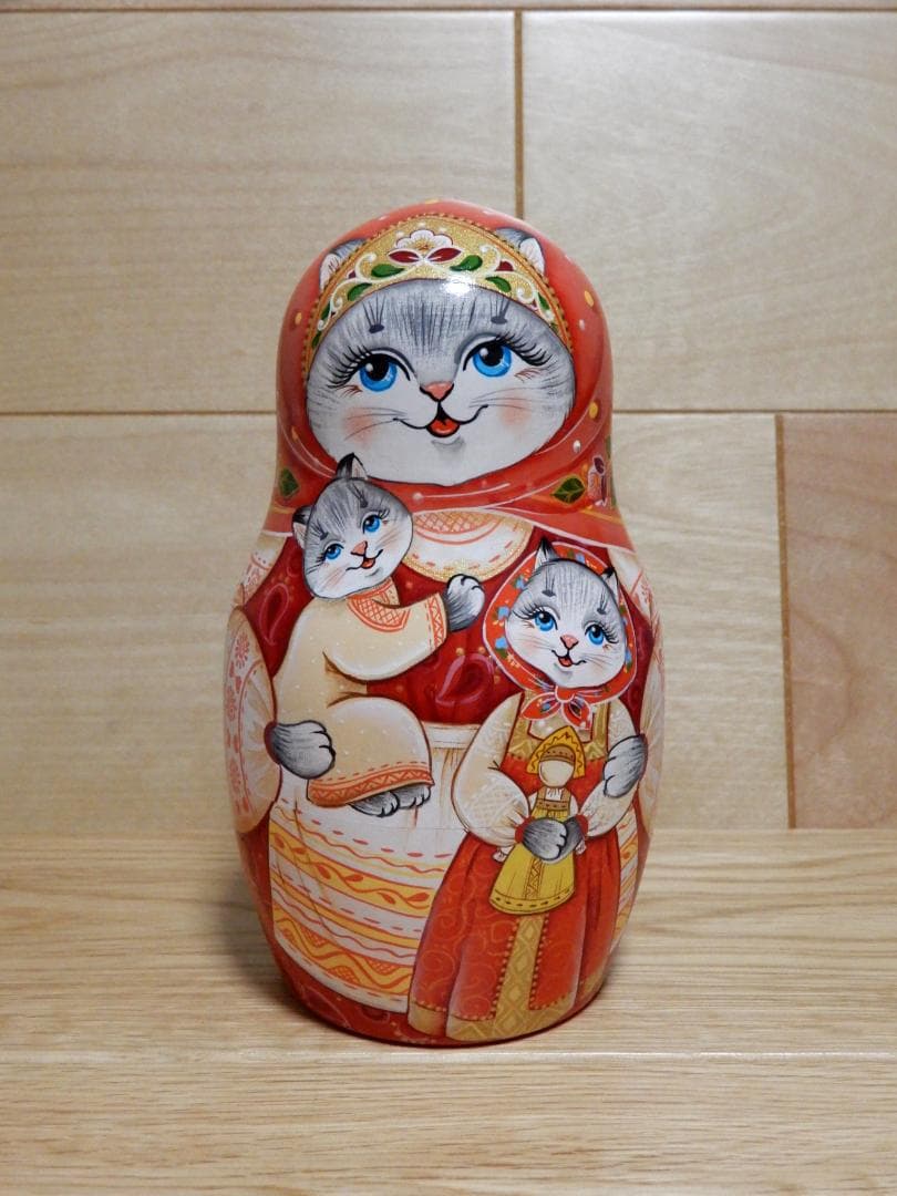 ロシア雑貨 マトリョーシカ ～ 虹色の猫・ねこ・ネコ ～ 7ピース 作家もの