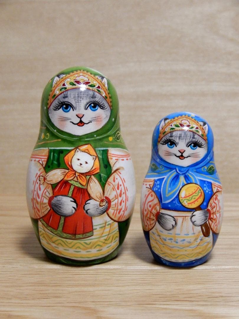 ロシア雑貨 マトリョーシカ ～ 虹色の猫・ねこ・ネコ ～ 7ピース 作家もの