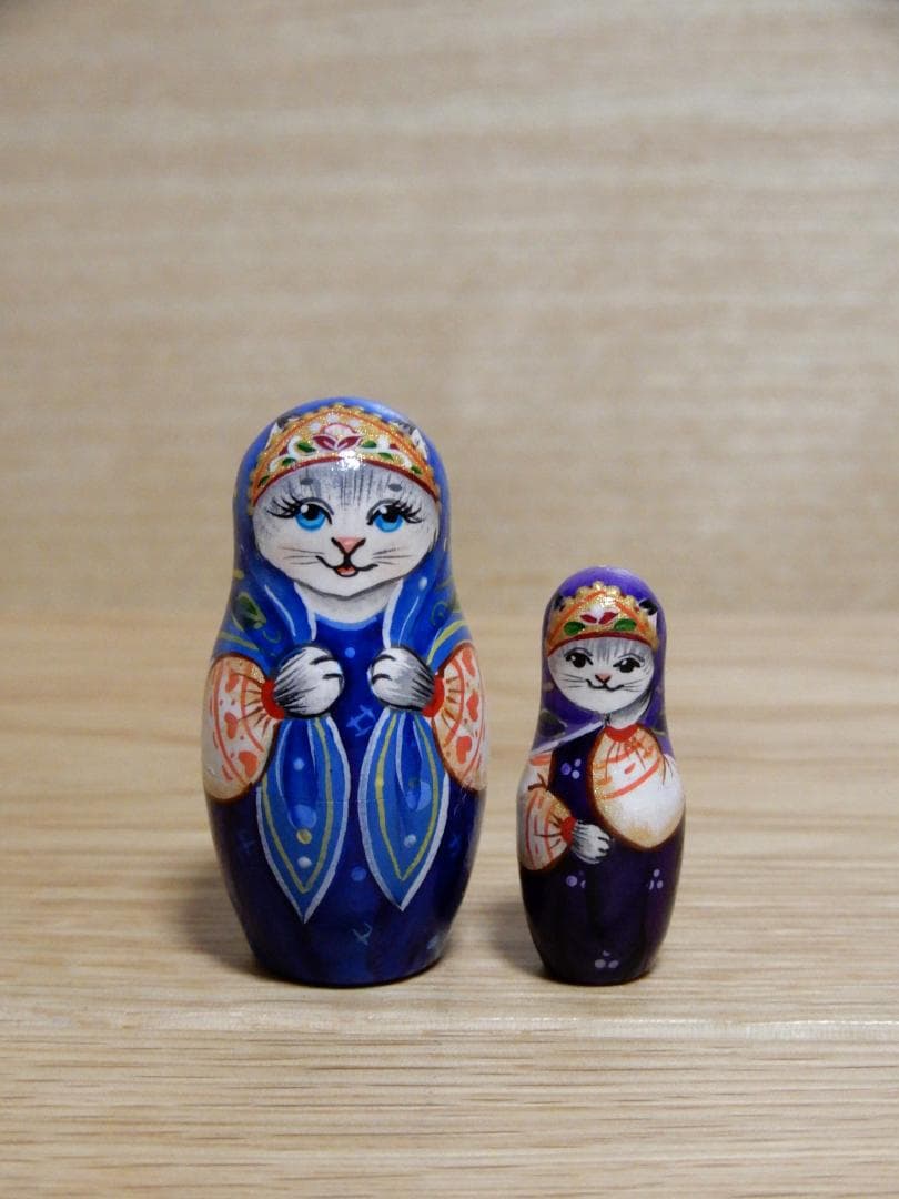 ロシア雑貨 マトリョーシカ ～ 虹色の猫・ねこ・ネコ ～ 7ピース 作家もの