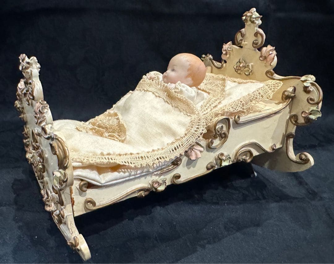 【アンティークReuge社オルゴール】スウィング　ベビーベッド