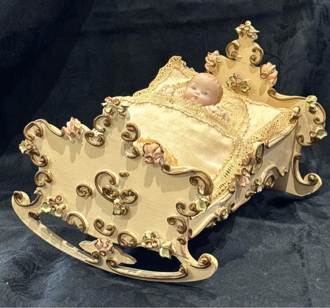 【アンティークReuge社オルゴール】スウィング　ベビーベッド