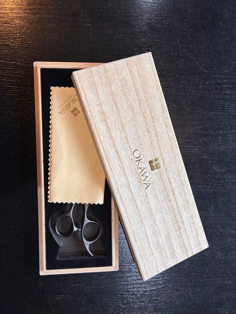 OKAMWA ステンレス シザー 木製ケース付き
