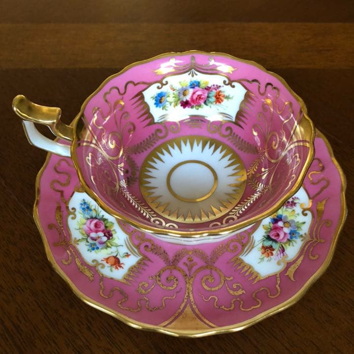 【希少品】コウルドン★手描き金彩ローズ★ピンクC/S