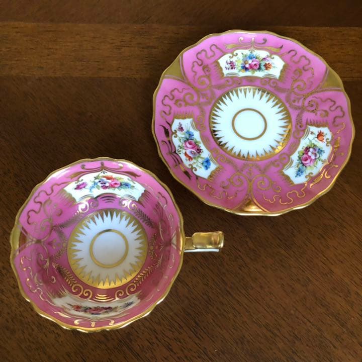 【希少品】コウルドン★手描き金彩ローズ★ピンクC/S