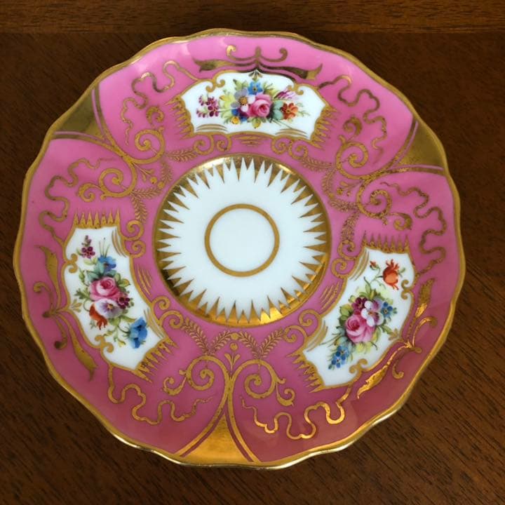 【希少品】コウルドン★手描き金彩ローズ★ピンクC/S