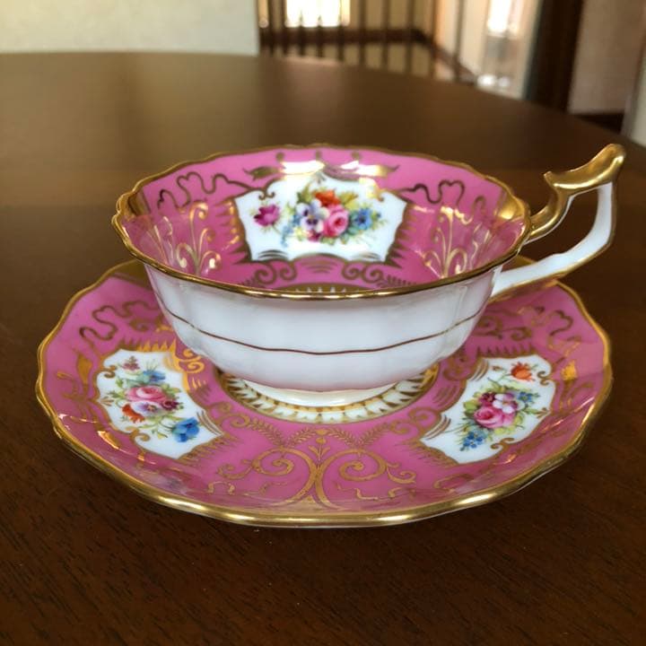 【希少品】コウルドン★手描き金彩ローズ★ピンクC/S