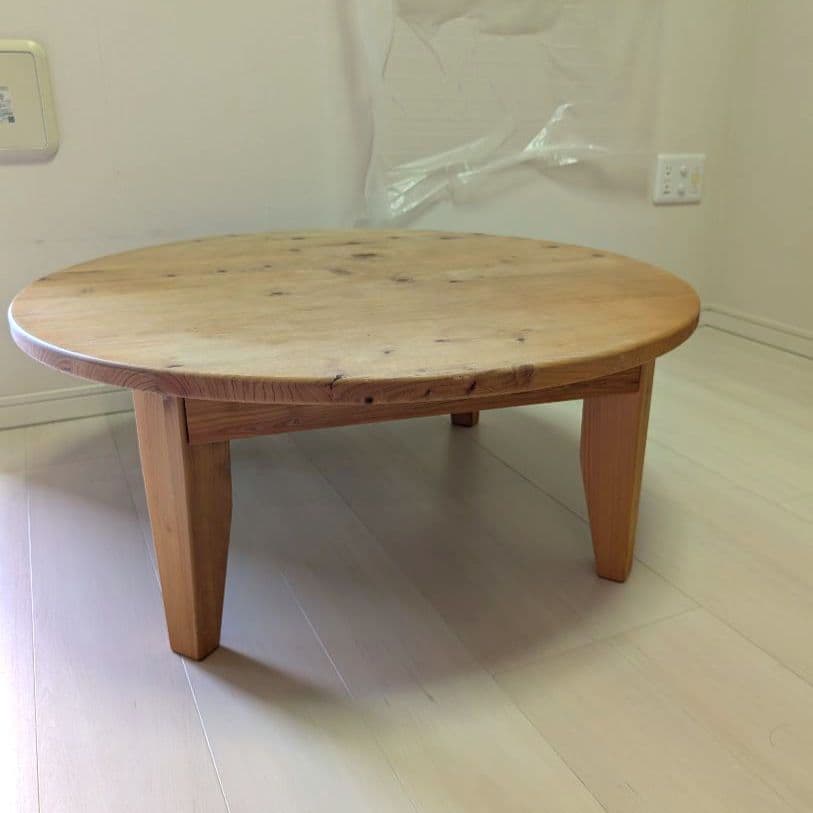 えん ひのき ちゃぶ台 折りたたみ 円形木製テーブル ナチュラルウッド