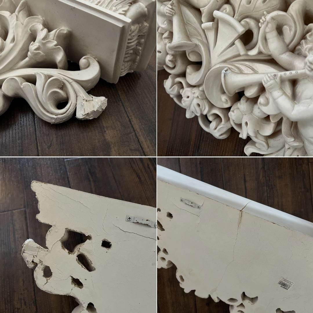 k754r122 ラッパを吹く天使 壁掛けシェルフ エンジェルレリーフ ホワイト