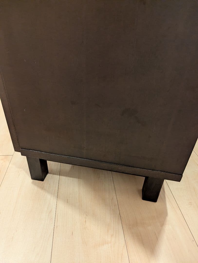 無印良品 ダークブラウン 木製 キャビネ ット ガラス扉 シェルフ