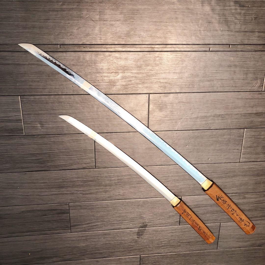 模造刀 鞘なし 白鞘 筆字 大小2本セット 太刀 脇差 - メルカリ