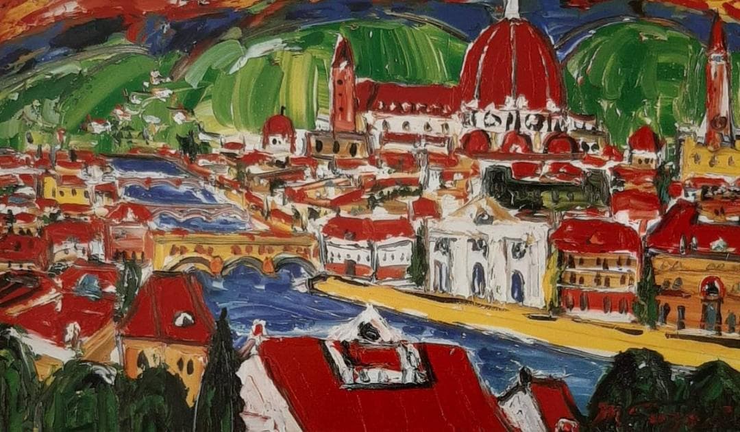 鈴木マサハル、「フィレンツェ」、希少画集の額装画、人気作品