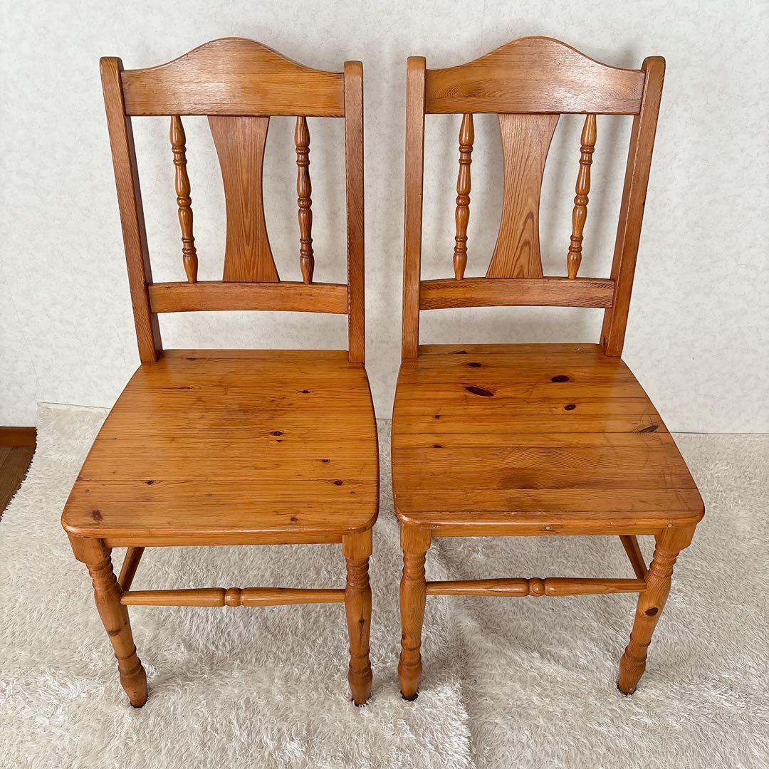 難有り】カントリー パイン材　天然木　椅子　ダイニングチェア