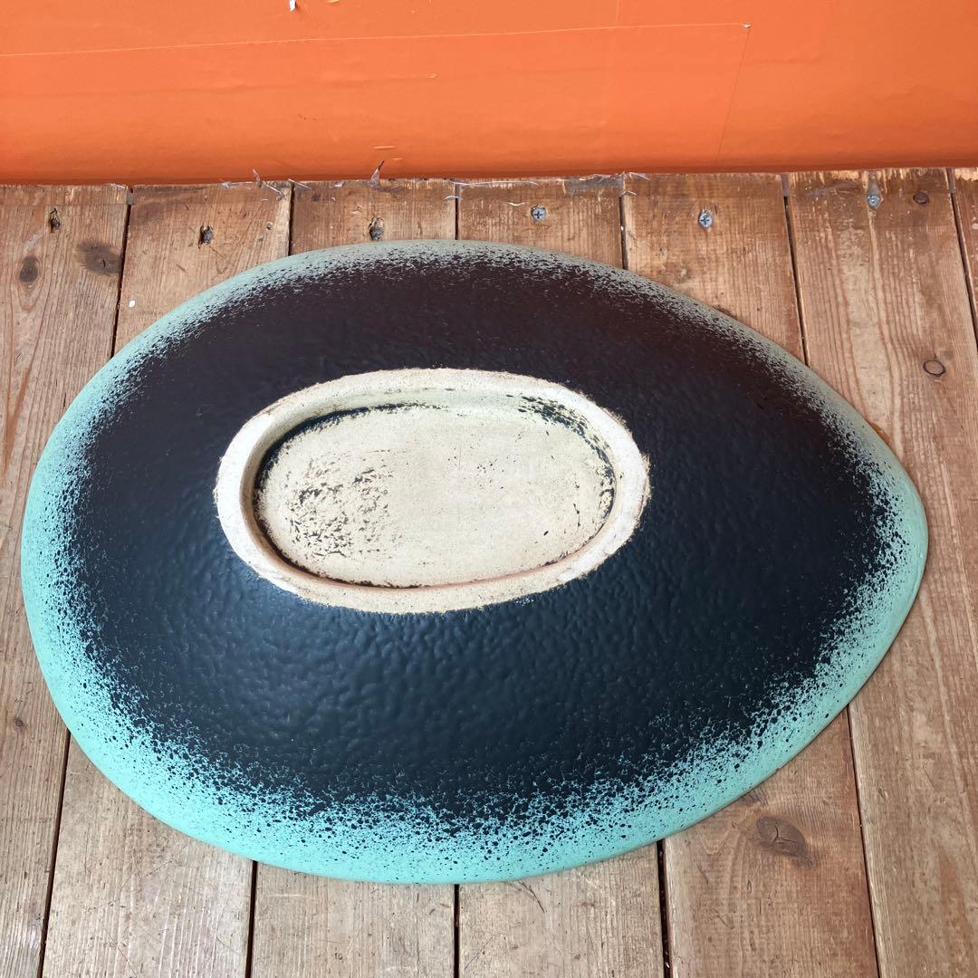 C-壁 陶器製 生け花 オーバル型 花器 水盤 剣山 フラワーベース 花瓶モダン