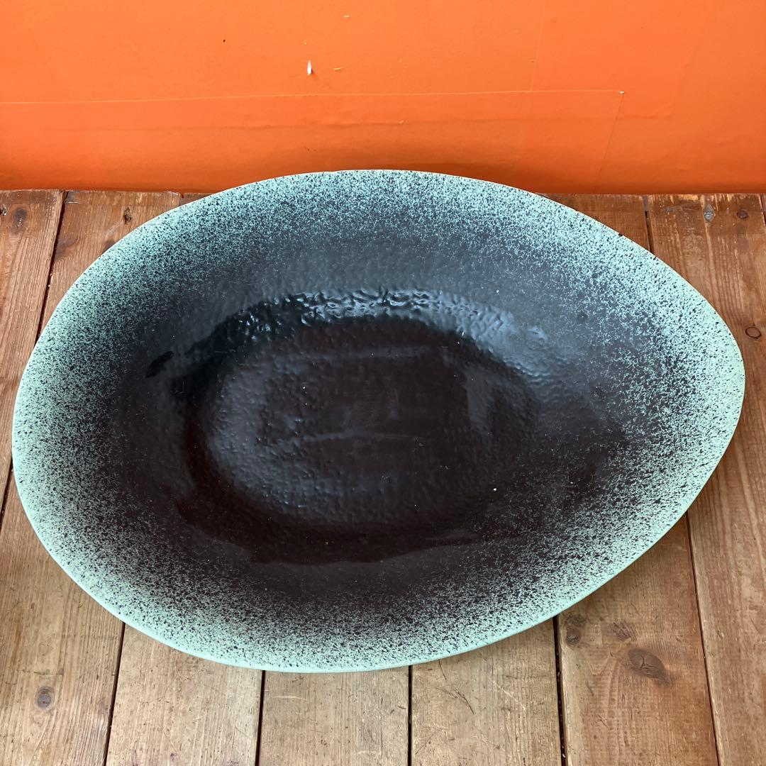 C-壁 陶器製 生け花 オーバル型 花器 水盤 剣山 フラワーベース 花瓶モダン