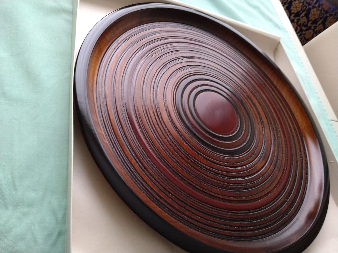 芸術品❀丸盆トレー❀　お盆　　漆塗り　讃岐漆器（箱つき）
