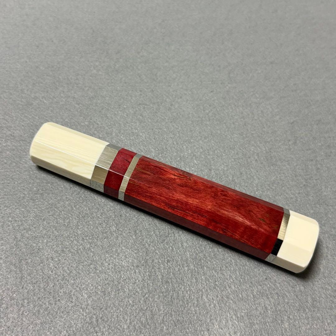 三段銀巻 人工象牙 柳刃300 スタビライズドウッド 八角柄 柳刃尺 包丁の柄