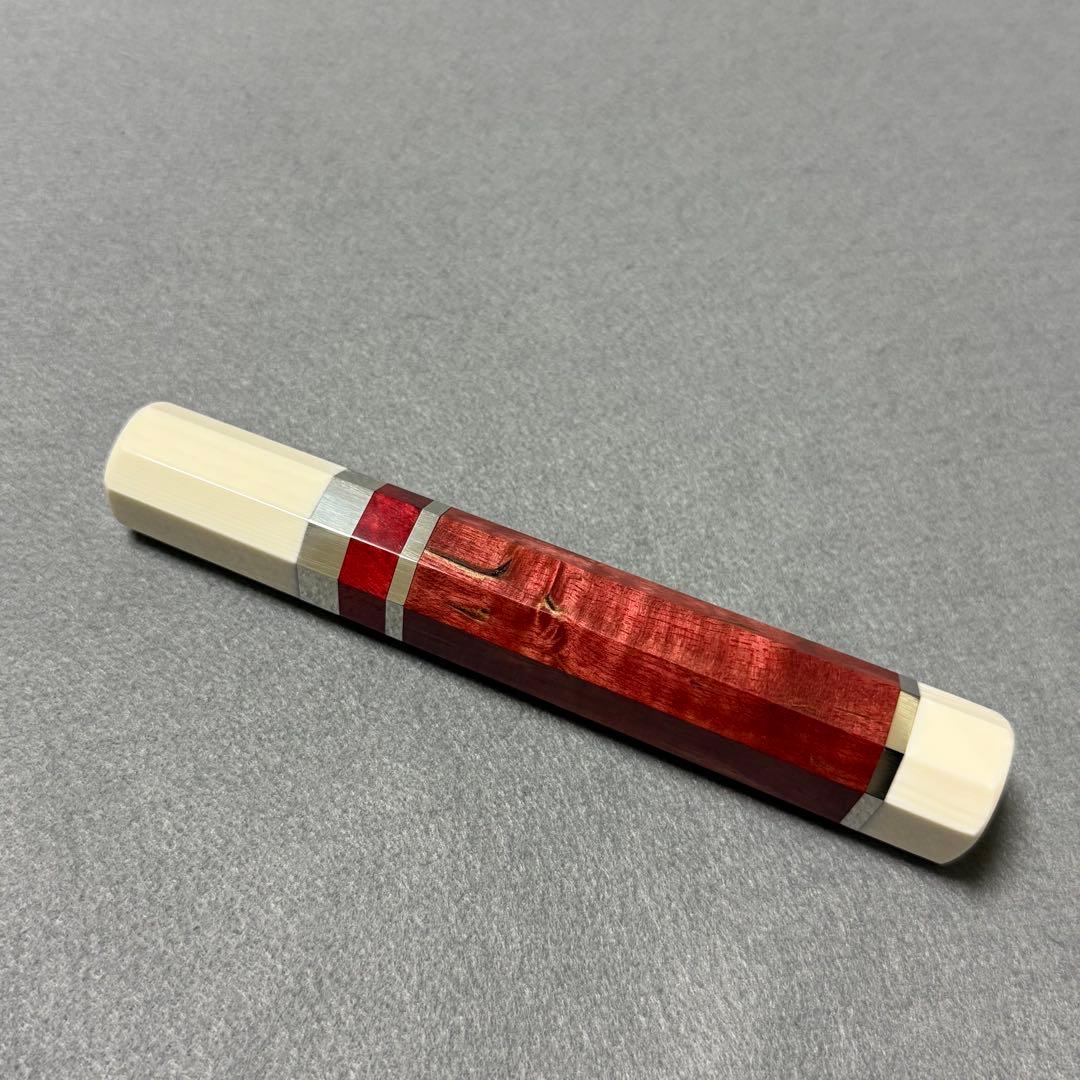 三段銀巻 人工象牙 柳刃300 スタビライズドウッド 八角柄 柳刃尺 包丁の柄