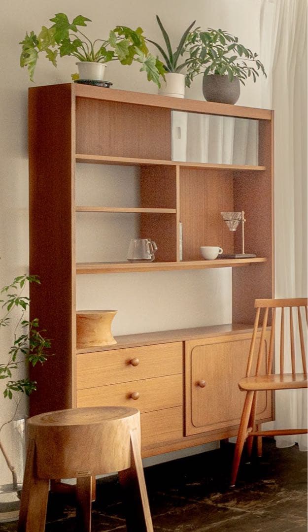 ルームディバイダー　ミッドセンチュリー　ナチュラルウッドシェルフ