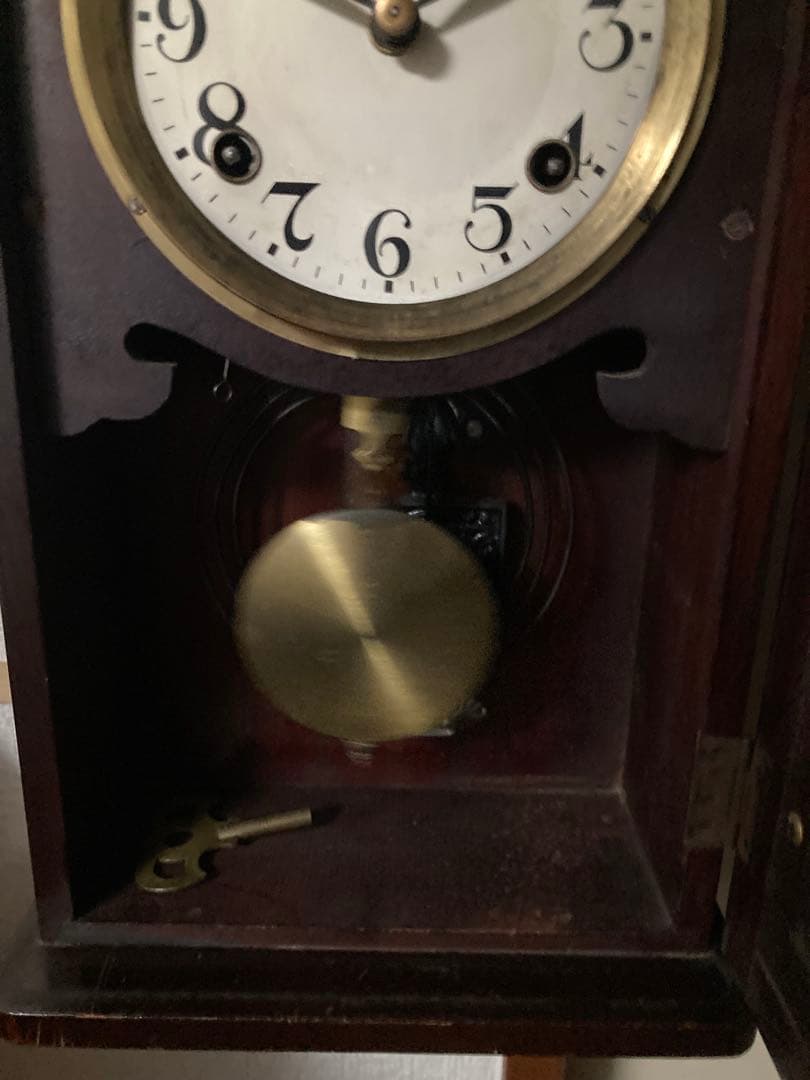 ☆連休限定価格　希少三工舎 アンティーク宮型数打ち式 8日巻 振り子時計 稼動中