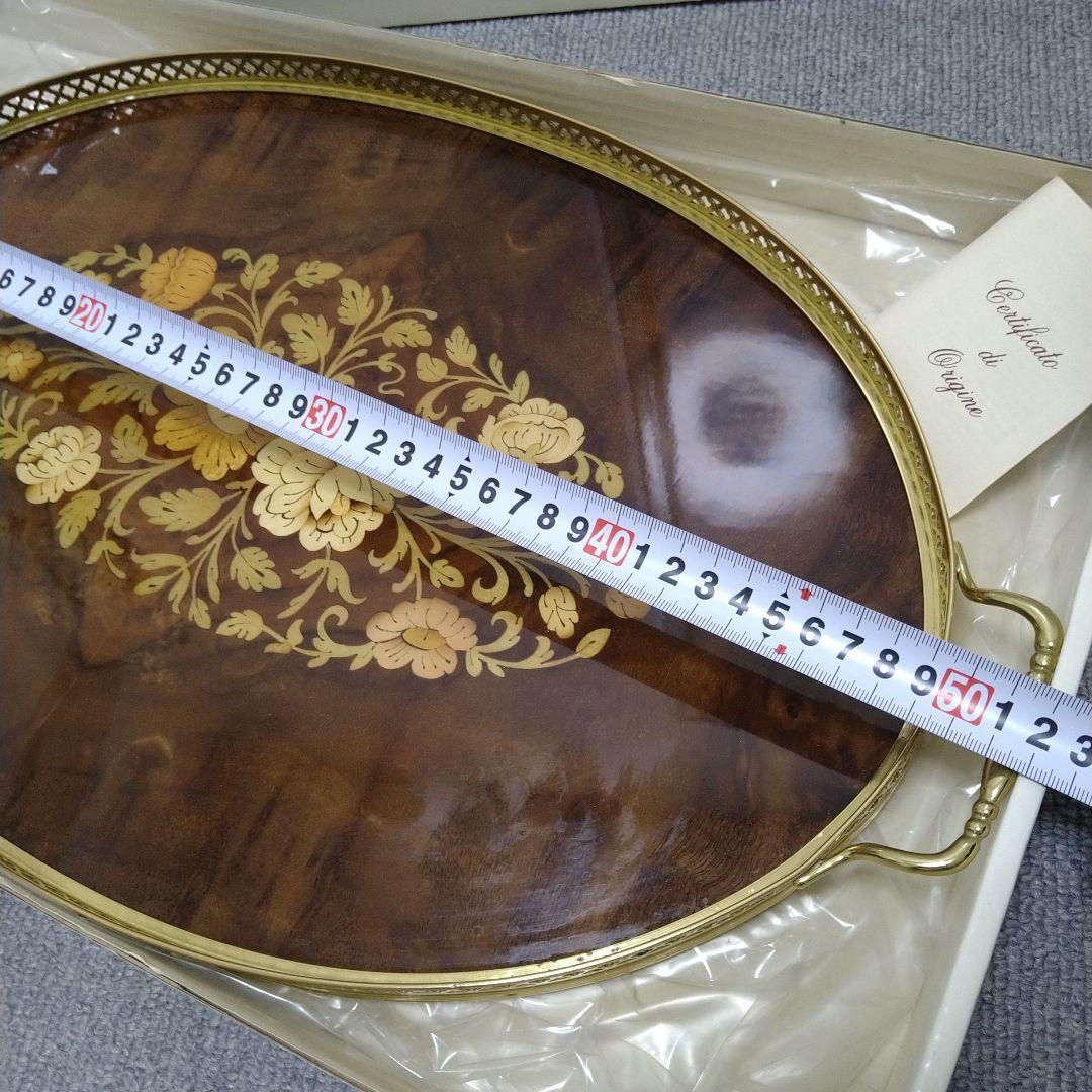 新品　アンティーク　象嵌トレイ　イタリア製　ヴィンテージ