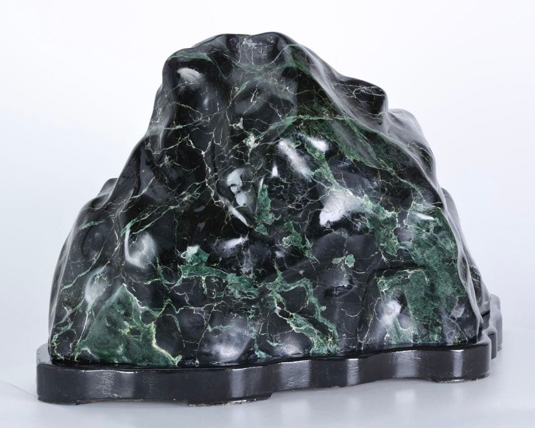 黒蛇紋石 黒翡翠 ネフライト 鑑賞石 超大型21.7kg 台座付 水石 天然石