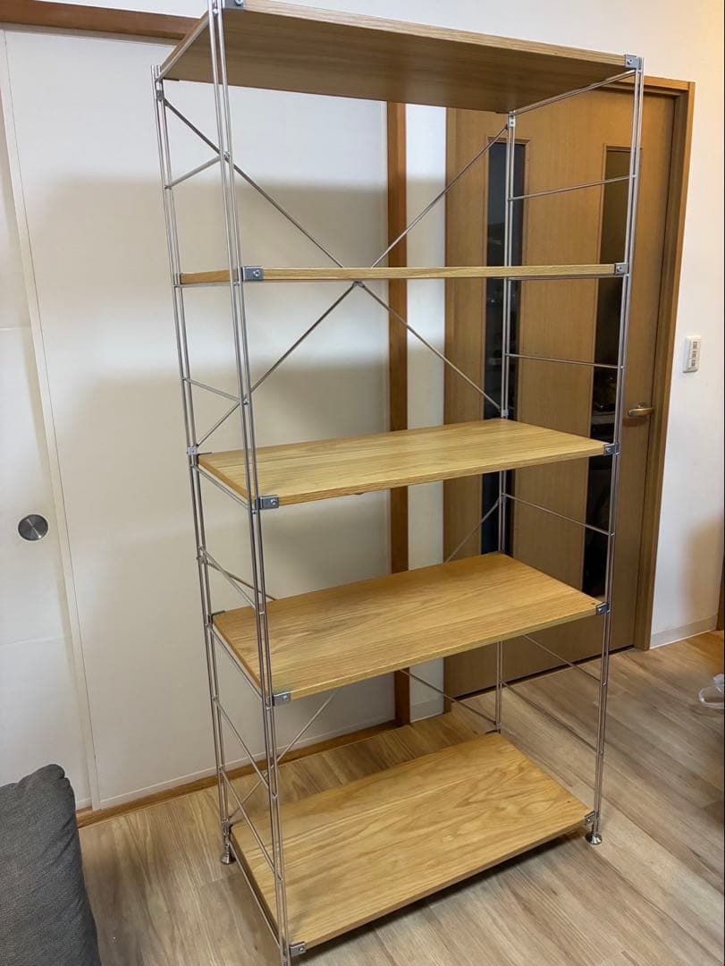 無印良品 ステンレスユニットシェルフ オーク材 棚セット ワイド大②