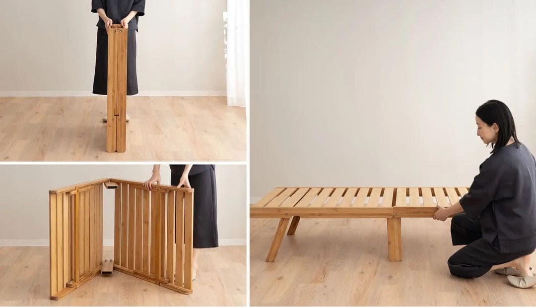 EMOOR 天然竹の折りたたみすのこベッド WABINE