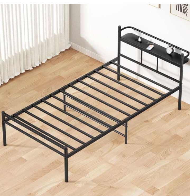 PRTONE ベッドフレーム ベッド パイプベッド 宮棚 耐荷重300 つ60