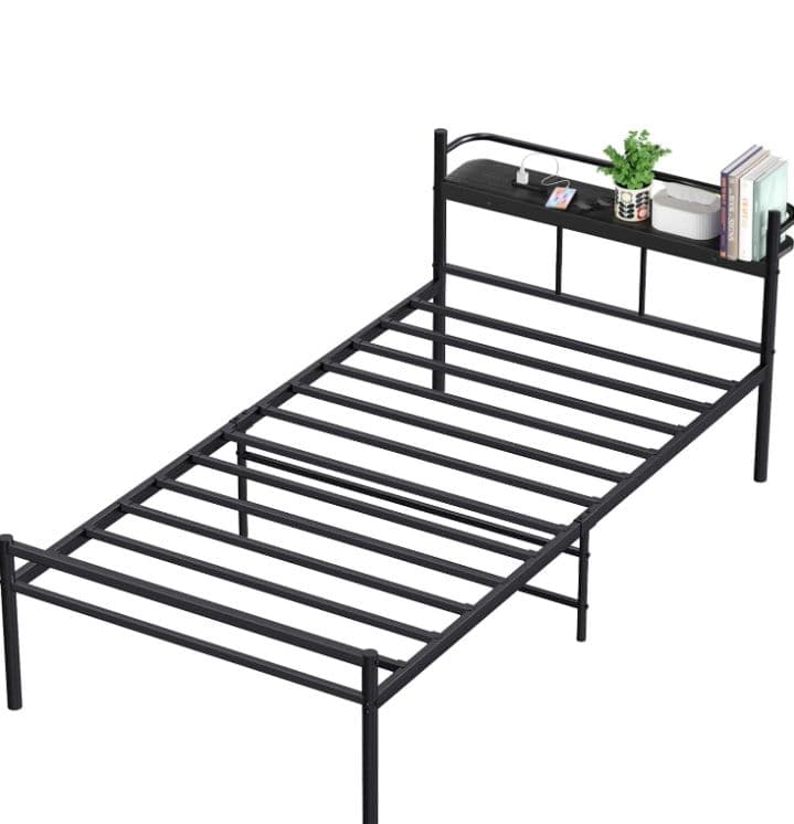 PRTONE ベッドフレーム ベッド パイプベッド 宮棚 耐荷重300 つ60