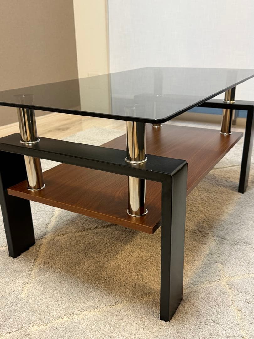 モダンガラス木製コーヒーテーブル
