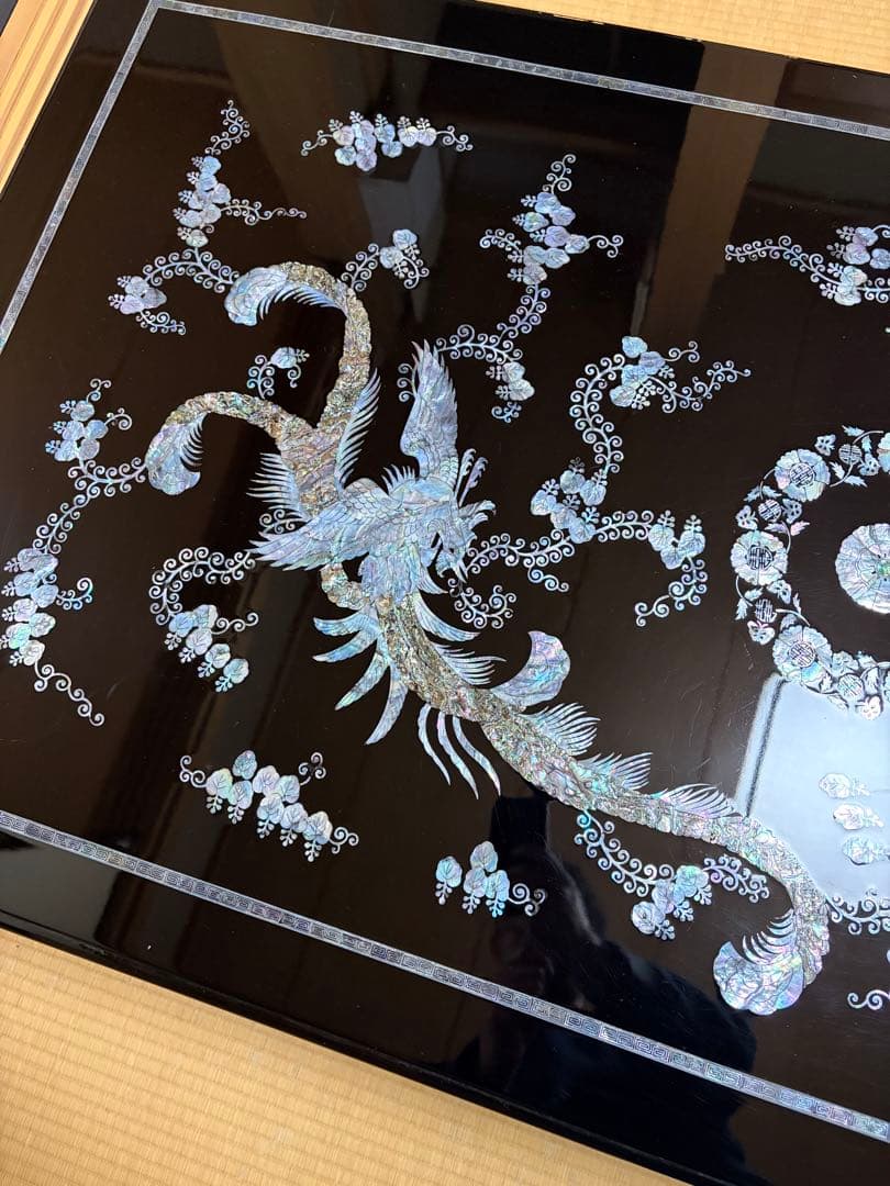 高級螺鈿細工テーブル　鳳凰