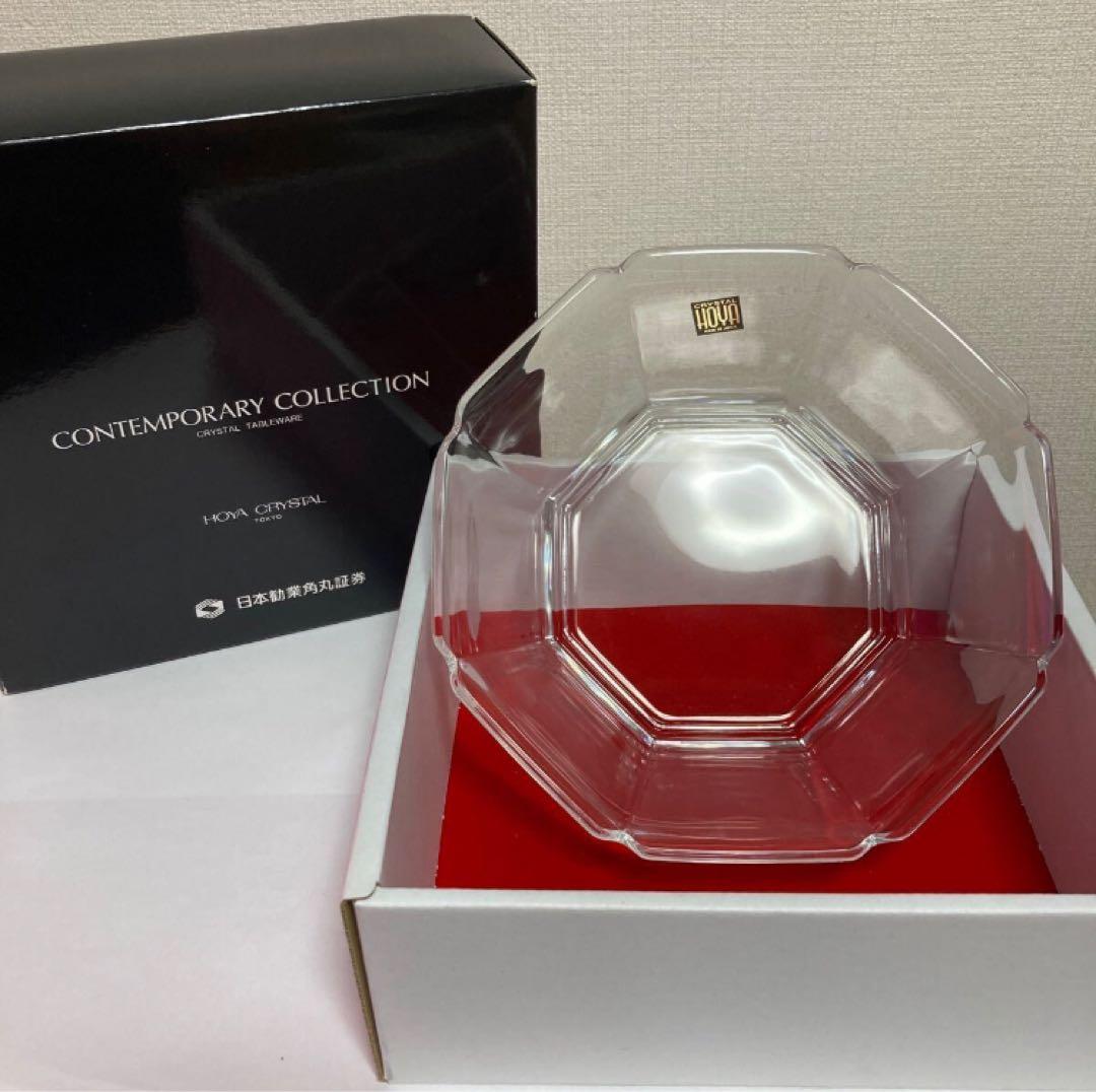 HOYA CRYSTAL クリスタルガラス 大鉢入れ物八角形 ガラスボウル 中型