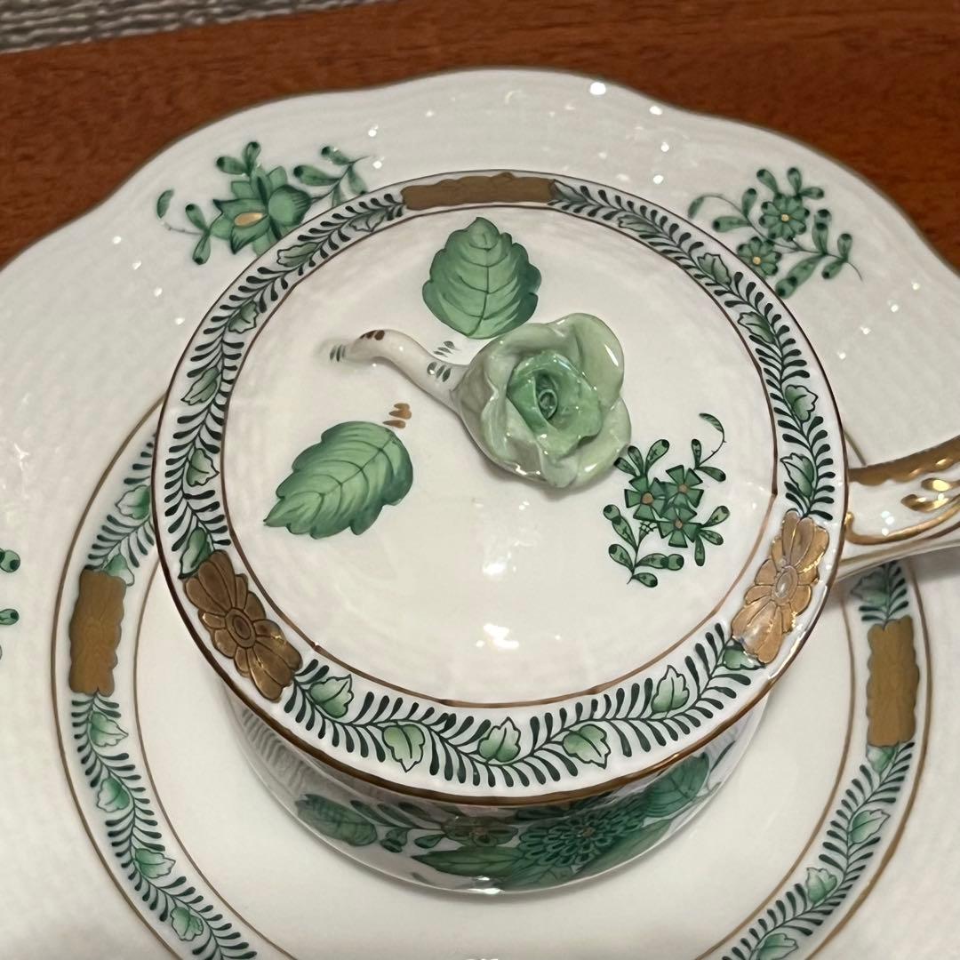 新品　未使用　ヘレンド　インドの華　スーピエール　プレート14.7cm 皿　薔薇