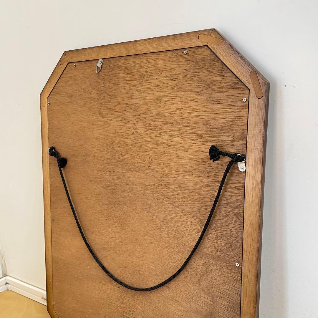 ビンテージ 8角ウォールミラー 木枠ミラー 鏡 壁掛け 立て掛け アンティーク