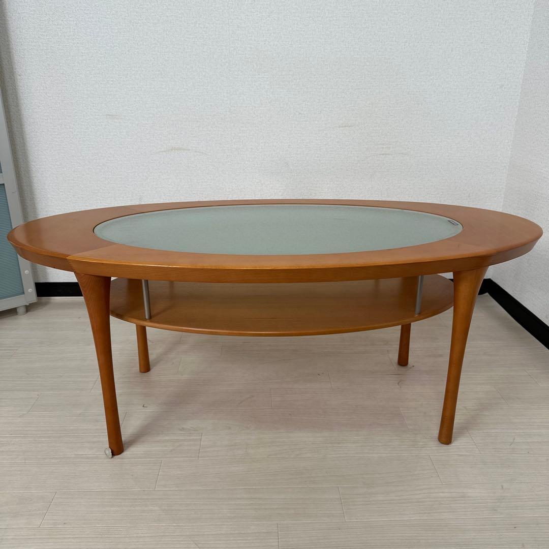カリモク ガラス センターテーブル リビングテーブル オーバル 楕円 i1※