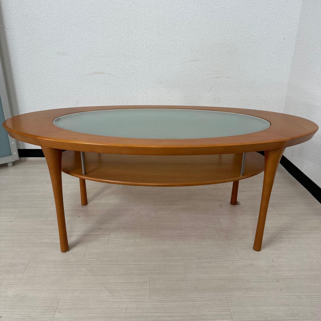 カリモク ガラス センターテーブル リビングテーブル オーバル 楕円 i1※