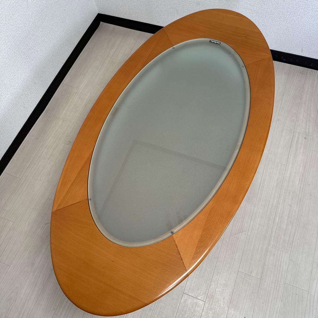 カリモク ガラス センターテーブル リビングテーブル オーバル 楕円 i1※