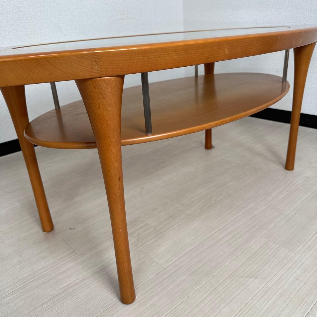 カリモク ガラス センターテーブル リビングテーブル オーバル 楕円 i1※