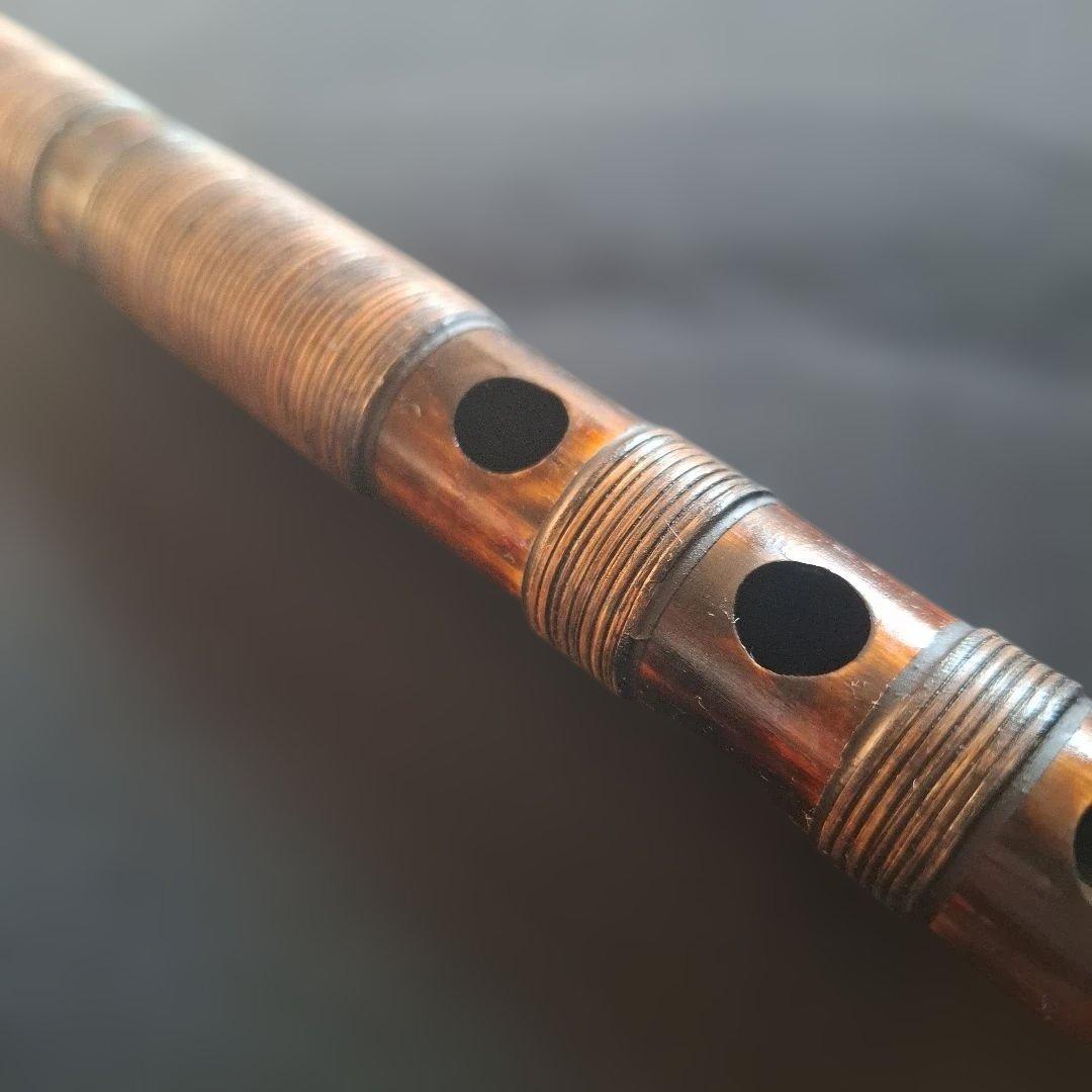 篠笛　古典調　7本調子　6穴　総巻き　燻風仕上げ　超鐵仕様