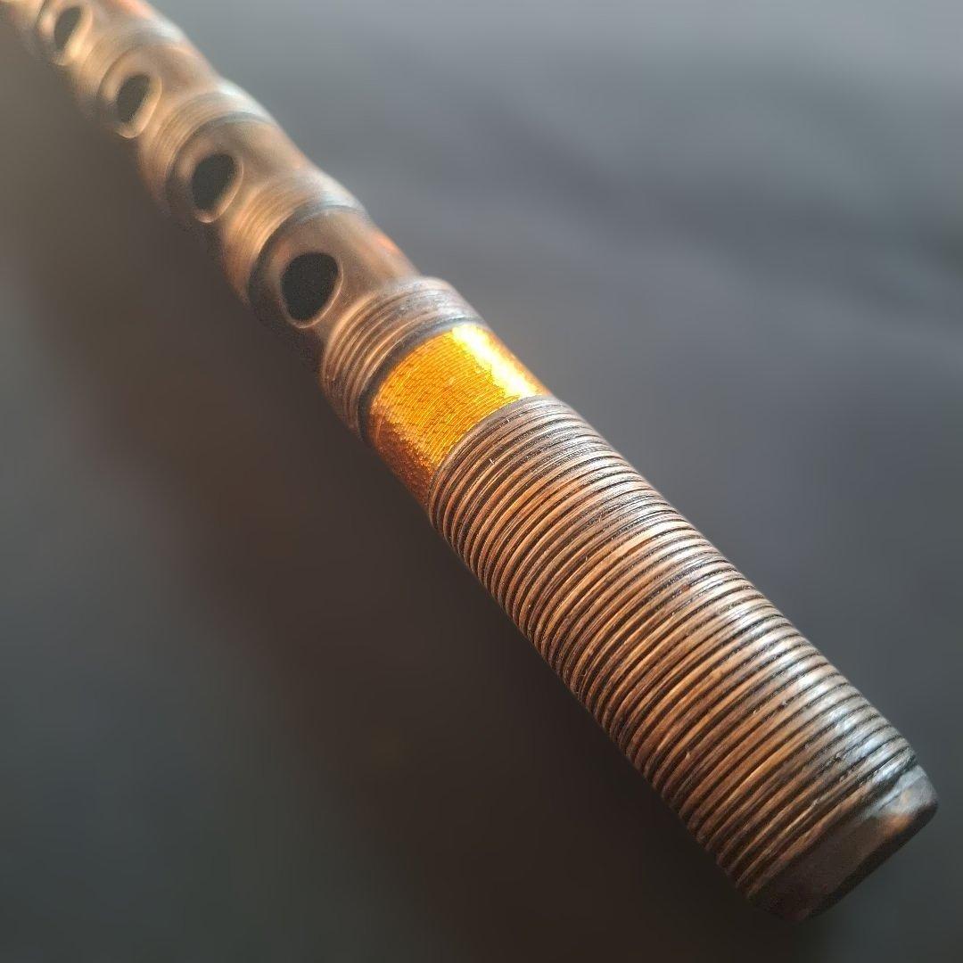 篠笛　古典調　7本調子　6穴　総巻き　燻風仕上げ　超鐵仕様