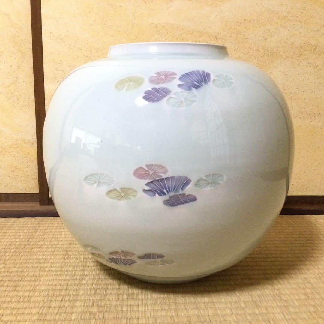 砥部焼 大花瓶 松田哲山作 花器 高さ33.5cm 供箱 L274